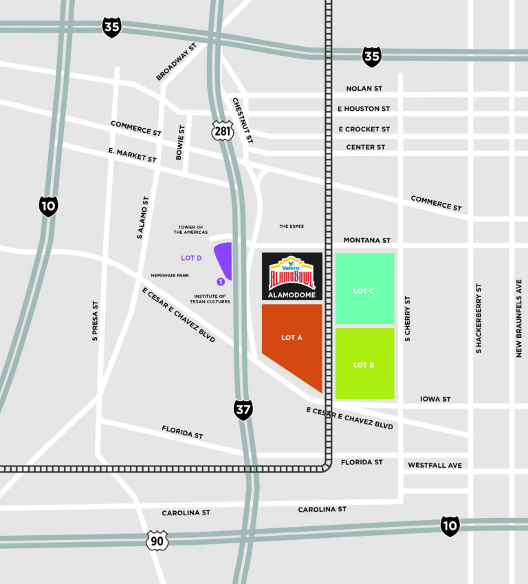 Alamodome Parking Lot Map - Valero Alamo Bowl